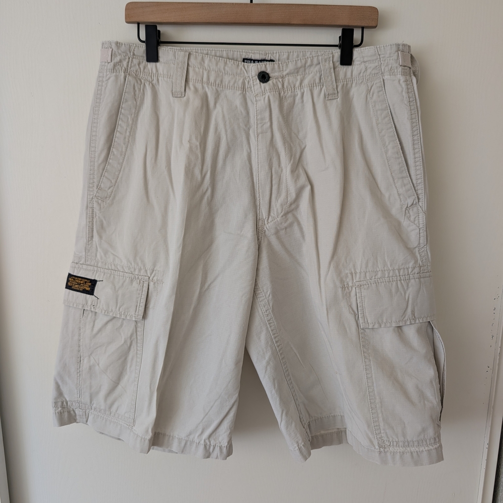 Vintage 90s Polo Ralph Lauren Mens 34 Cargo Khaki Shorts Military Utility